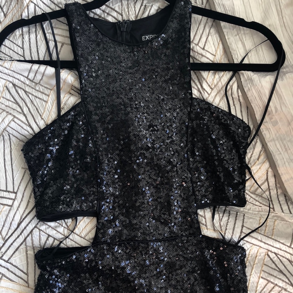 Express Black sequin cut-out dress